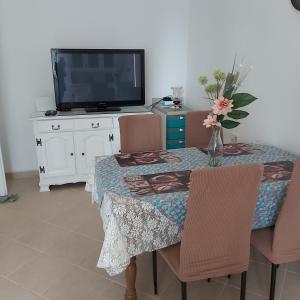 Televízia a/alebo spoločenská miestnosť v ubytovaní Apartman Fiume