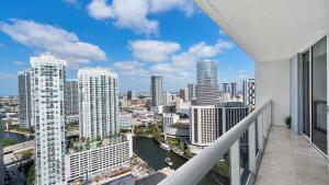 an apartment balcony with a view of the city at Icon Brickell 1 bed Miami 32nd in Miami