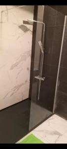 um chuveiro com uma porta de vidro na casa de banho em APPARTEMENT TANGER NEJMA***** em Tânger