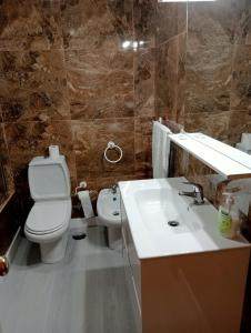 ヴィラ・ノヴァ・デ・ガイアにあるApartamento Alvares Cabralのバスルーム(白いトイレ、シンク付)