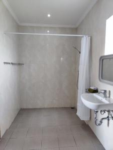沙努爾的住宿－LA Homestay sanur，带淋浴和盥洗盆的浴室
