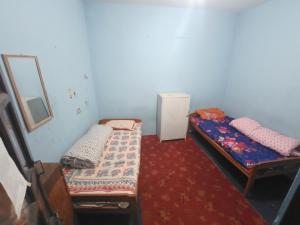 Cette chambre comprend 2 lits jumeaux et un miroir. dans l'établissement Biju Girls Hostel for females only, à Katmandou 18 autres photos