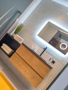 a kitchen with a sink and a counter top at Aenna Apart Prutz in Prutz
