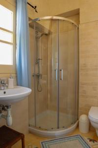 W łazience znajduje się prysznic i umywalka. w obiekcie Rosehill B&B w mieście Xagħra
