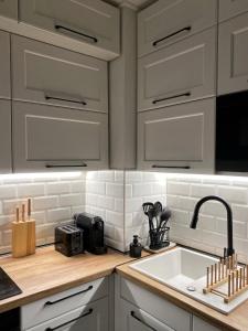 Kuchyň nebo kuchyňský kout v ubytování Újhely vára Apartman