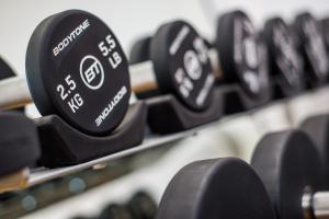 a close up of a row of dumbbells at Dunas Club - Hotel & Apartamentos in Corralejo