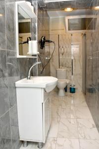 un bagno con lavandino e WC di palmiye suıt otel a Istanbul