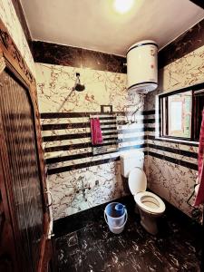 a bathroom with a toilet and a sink at Sea Green Guest House in Srinagar