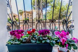 um ramo de flores num vaso numa janela em Trastevere’s Flower 