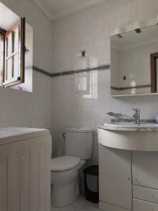 ein weißes Bad mit einem WC und einem Waschbecken in der Unterkunft Casa Txillarenea in Igantzi