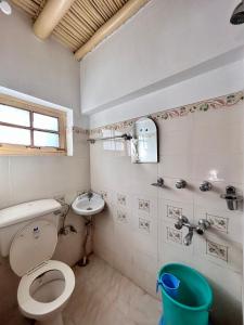 a bathroom with a toilet and a sink at Zambala guest house in Leh