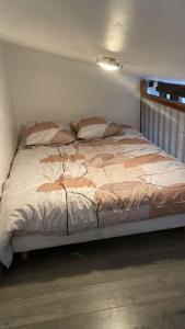 een slaapkamer met een groot bed in een kamer bij Echoppe Bordelaise chaleureuse in Bordeaux