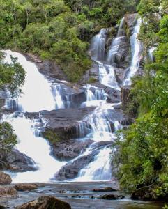 a waterfall in the amazon jungle at Hotel Fazenda Boa Esperança in Delfim Moreira