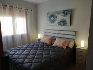 ein Schlafzimmer mit einem großen Bett mit zwei Kissen in der Unterkunft Apartamento Paraiso in Santa Pola