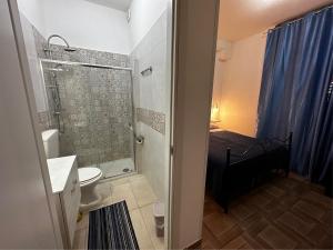 W łazience znajduje się prysznic, toaleta i umywalka. w obiekcie B&B Villa Grazia w mieście Pulsano