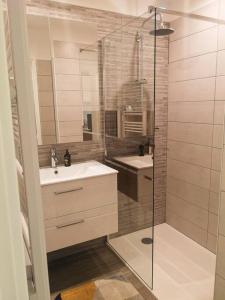 Kúpeľňa v ubytovaní Appartement proche mer avec terrasse et jardin privatif + 21 fotografií