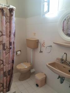 a bathroom with a toilet and a sink at Daglas Seaside Studios in Nydri