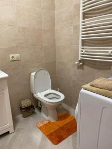 baño con aseo blanco en una habitación en квартира подобово en Úzhgorod