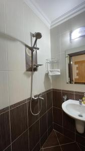 a bathroom with a shower and a sink at FREGATA 16 Studio Sveti Vlas in Sveti Vlas