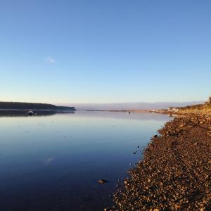 a view of a large body of water at Driftwood Cottage, Findhorn Village in Forres