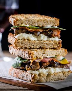 a stack of sandwiches stacked on top of each other at Leuki Villa Milos in Adamas
