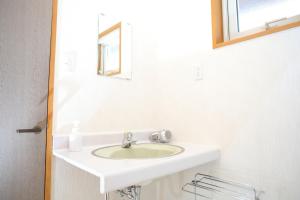 a bathroom with a white sink and a mirror at Esashi-gun - Cottage - Vacation STAY 38359v in Pinneshiri