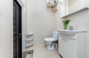 a bathroom with a toilet and a sink at Khreschatyk. Maidan, Independence Square 2BR in Kyiv