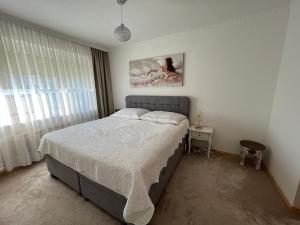 a bedroom with a large bed in a room at Apartament Acasa in Spielberg