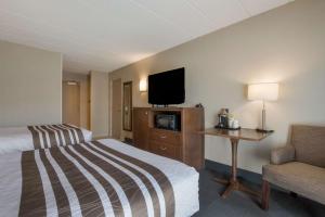 a hotel room with a bed and a tv and a chair at Best Western Brantford Hotel and Conference Centre in Brantford