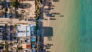 een uitzicht over het strand en de oceaan bij Apartamentos Pe na areia no Caribessa in João Pessoa