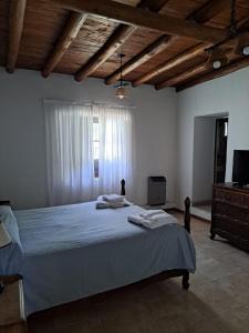 ein Schlafzimmer mit großem Bett und Fenster in der Unterkunft Casona de coria in Ciudad Lujan de Cuyo