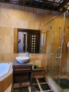 een badkamer met een wastafel en een douche bij Mawar Singgah in Putrajaya