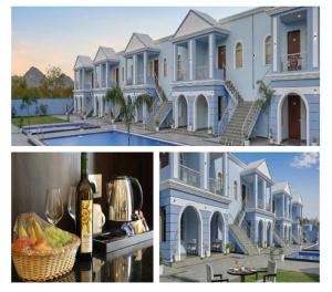 a collage of two pictures of a house at Red Tullip MD Valley Resort and Spa in Udaipur