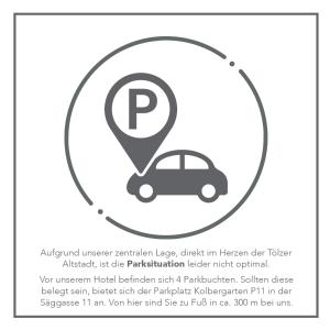 a diagram of a car with a parking meter and a map at das Dietmanns in Bad Tölz