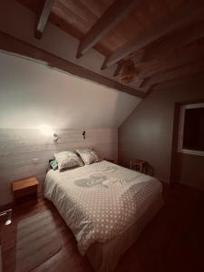 een slaapkamer met een groot bed in een kamer bij Gîte Le Passage 133 in Clavières-dʼOutre
