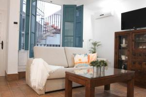 a living room with a couch and a coffee table at MonKeys Apartments Pureza House in Seville