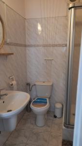 een badkamer met een toilet en een wastafel bij Apartament 3 pokoje z balkonem Asklepios in Świnoujście
