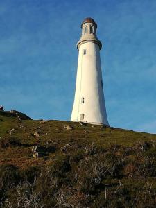 a lighthouse sitting on top of a grassy hill at Virginia House Apartment, Ulverston in Ulverston