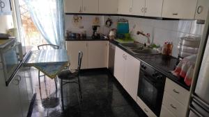 una pequeña cocina con fregadero y encimera en Lamia - Premium apartment en Lamía