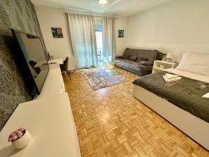 Svetainės erdvė apgyvendinimo įstaigoje Clara Ljubljana Apartment