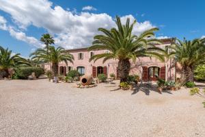 a large house with palm trees in front of it at Apartamento Arco in Costitx