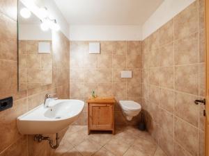 a bathroom with a sink and a toilet at Holiday Home Mantel by Interhome in Mazzin