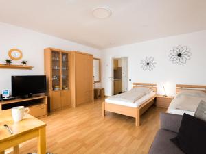 ein Wohnzimmer mit einem Bett und einem TV in der Unterkunft Apartment B915 by Interhome in Lahnstein