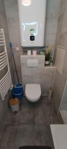 a small bathroom with a toilet and a sink at Appart Cosy Auber Porte de Paris in Aubervilliers