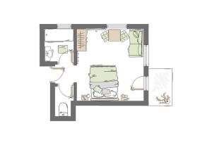 Načrt razporeditve prostorov v nastanitvi Haus Christophorus