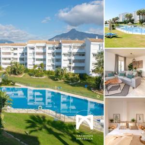 a collage of pictures of a hotel and a swimming pool at VACATION MARBELLA I Beachfront Quiet Apt with Private Beach Access in Marbella