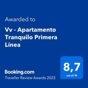 Certifikát, ocenenie alebo iný dokument vystavený v ubytovaní Vv - Apartamento Tranquilo Primera Línea