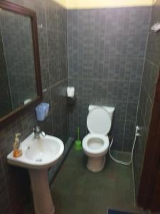łazienka z toaletą i umywalką w obiekcie Villa Pte Aux Piments w mieście Pamplemousses Village