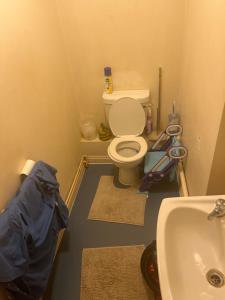 een badkamer met een toilet en een wastafel bij The Croydon Road house in Elmers End