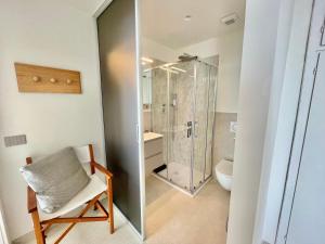 A bathroom at Cokkinis villa with garden overlooking the sea